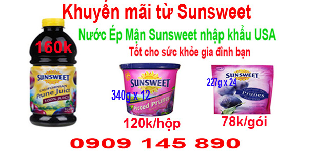 Nước ép Mận Prune Juice 100% Sunsweet HCM trị táo bón Giá bán: 160.000đ